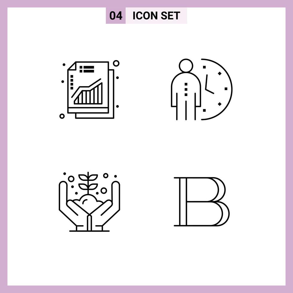 4 icônes créatives signes et symboles modernes d'augmentation de la croissance graphique gestion argent éléments de conception vectoriels modifiables vecteur