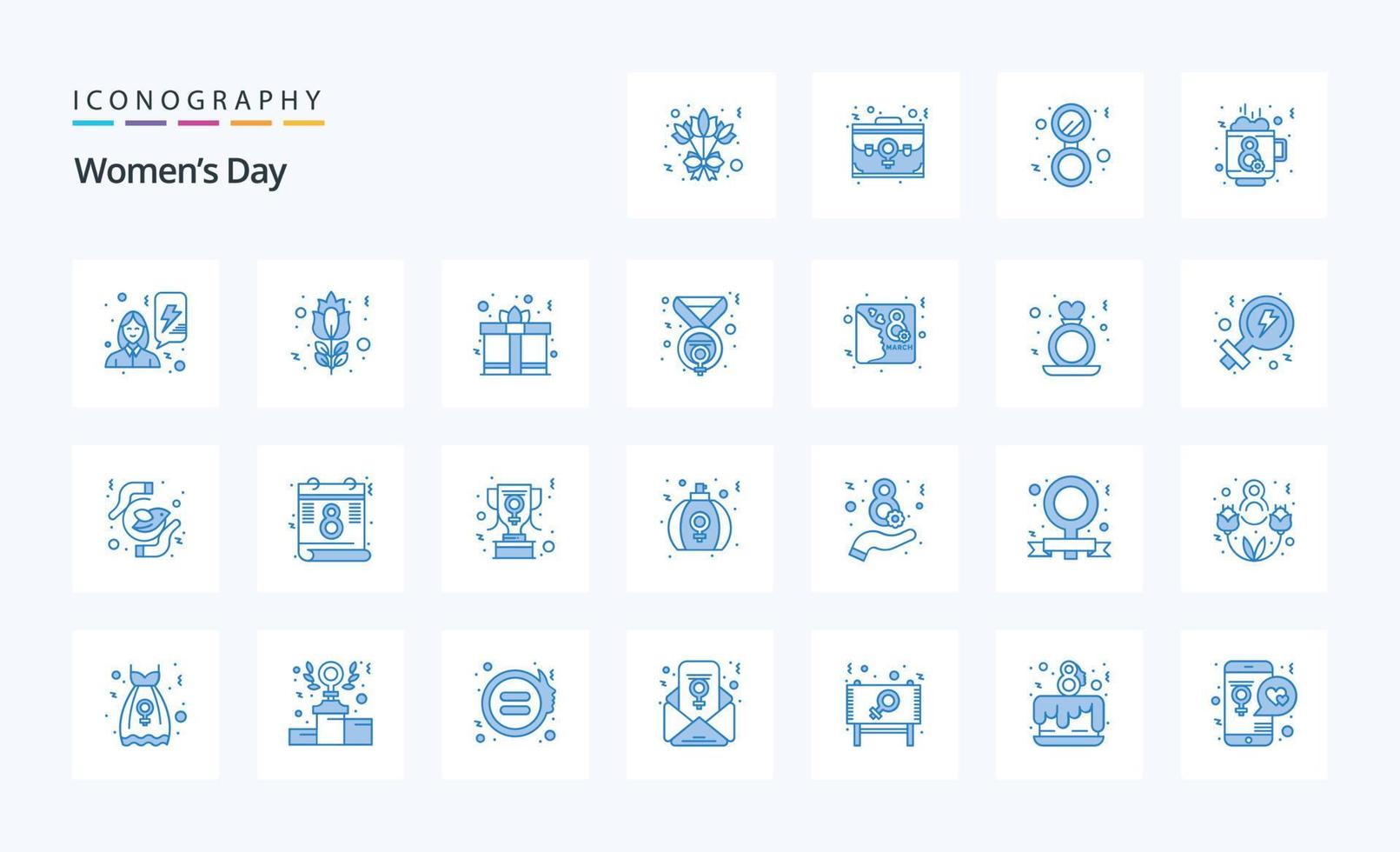 25 pack d'icônes bleues pour la journée des femmes vecteur
