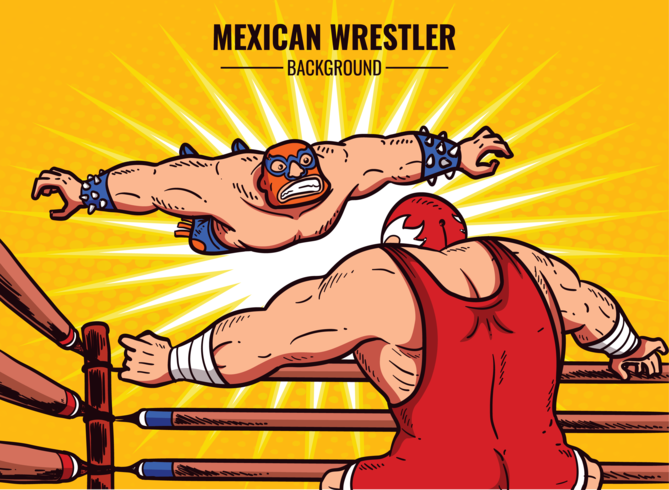 Illustration de dessin animé lutteur mexicain vecteur