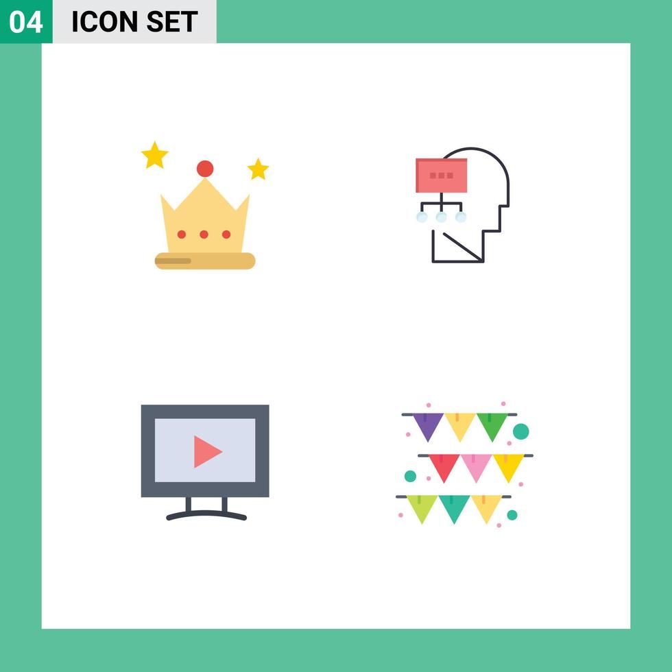 ensemble de 4 symboles d'icônes d'interface utilisateur modernes signes pour la réalisation écran couronne esprit jouer éléments de conception vectoriels modifiables vecteur