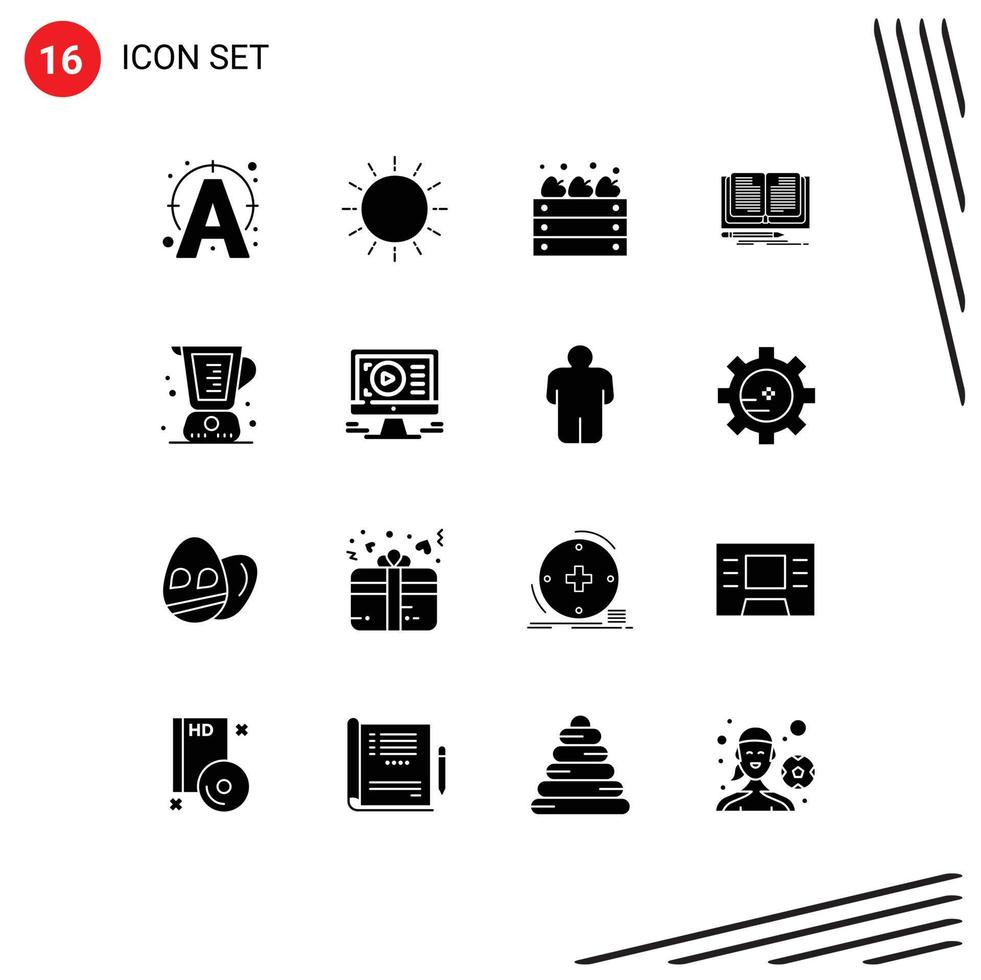 pack d'icônes vectorielles stock de 16 signes et symboles de ligne pour les éléments de conception vectoriels modifiables d'agriculture de roman d'été de livre cuit au four vecteur