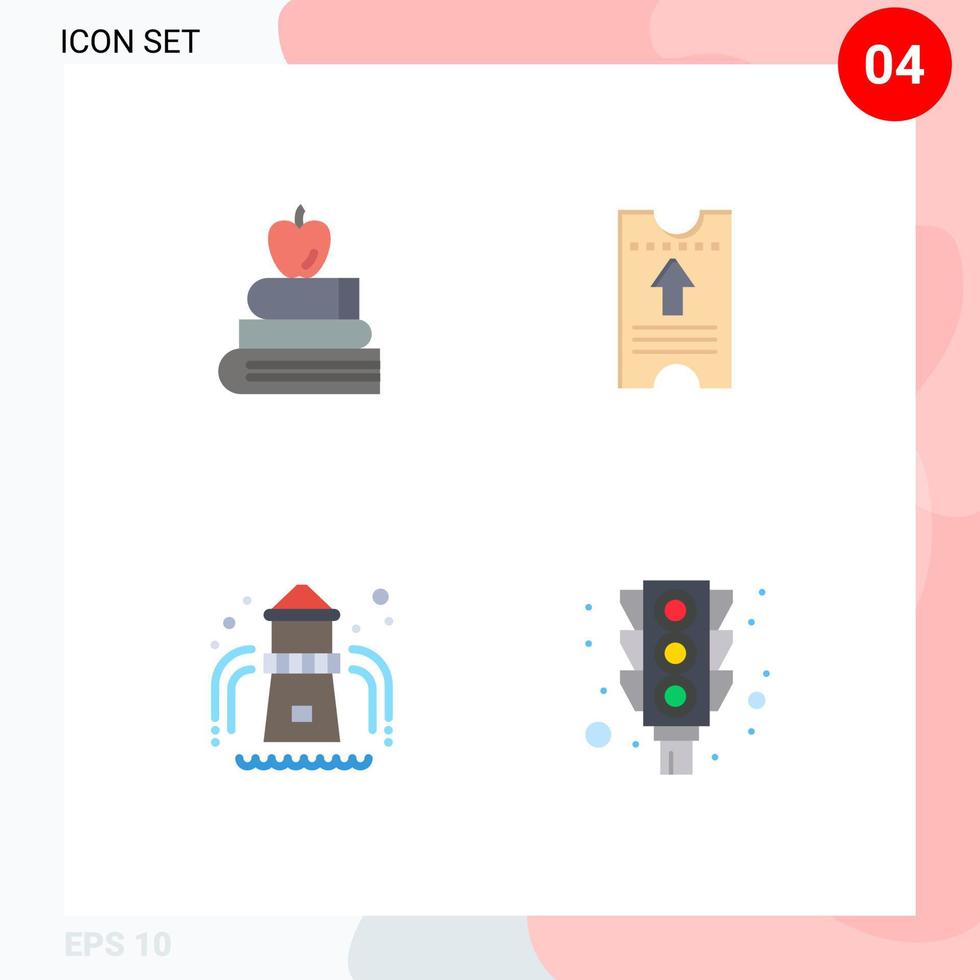 pack de 4 signes et symboles d'icônes plates modernes pour les supports d'impression web tels que les éléments de conception vectoriels modifiables de la lumière de l'hôtel de la science du parc apple vecteur