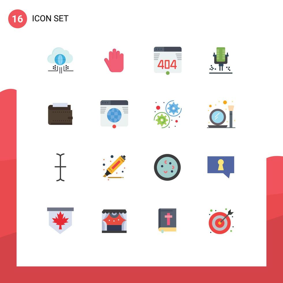 interface mobile couleur plate ensemble de 16 pictogrammes d'enregistrement de trésorerie web finances personnelles pack modifiable d'éléments de conception de vecteur créatif
