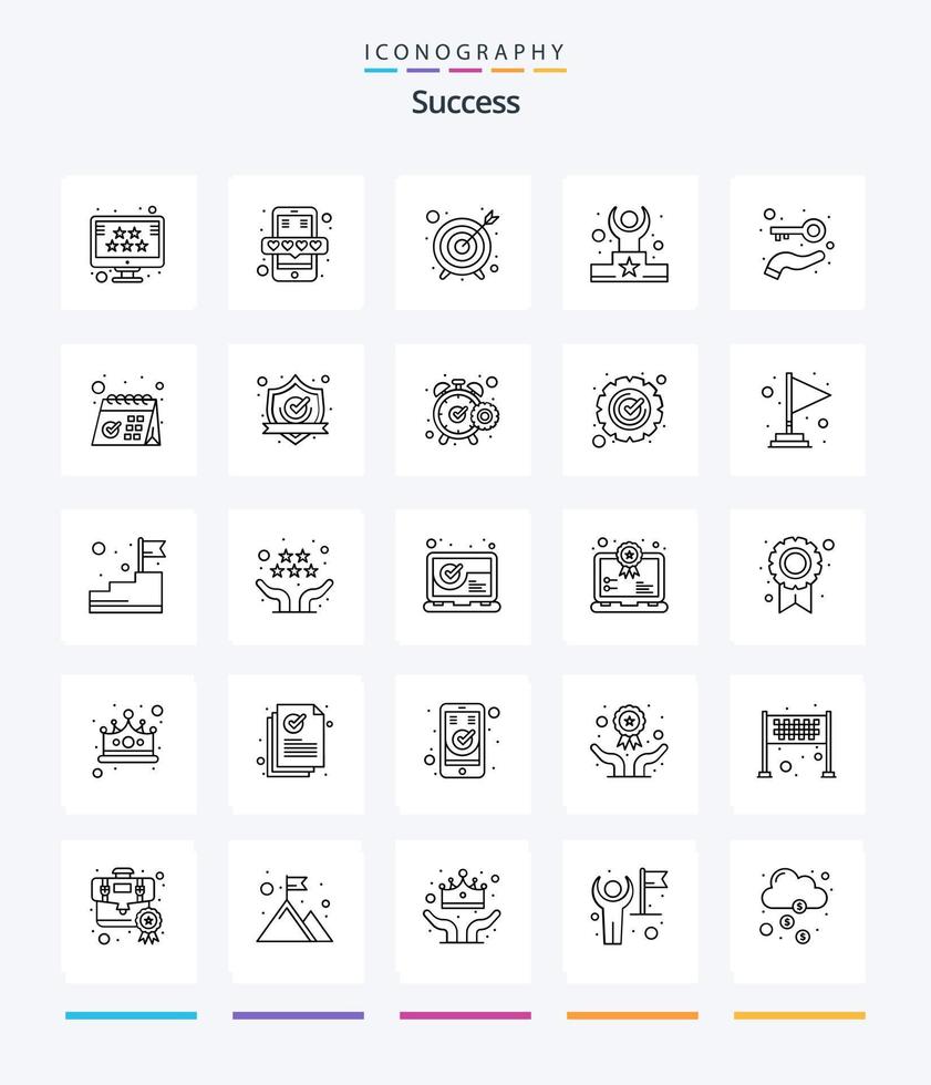 pack d'icônes de 25 contours créatifs réussis tels que la clé. Star. revoir. gagnant. compétition vecteur