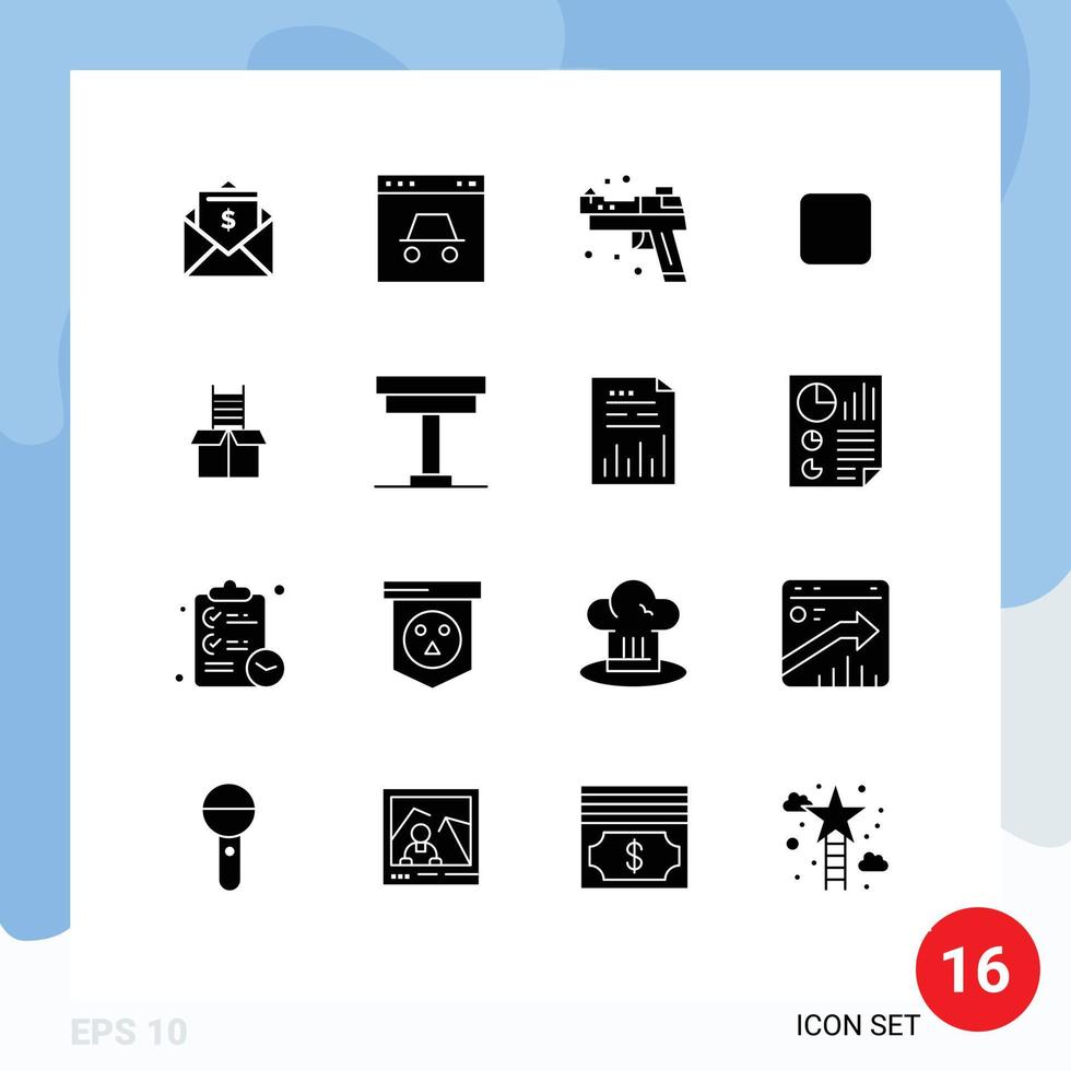 pack de glyphes solides de 16 symboles universels de cadeau site Web non coché case à cocher armes éléments de conception vectoriels modifiables vecteur