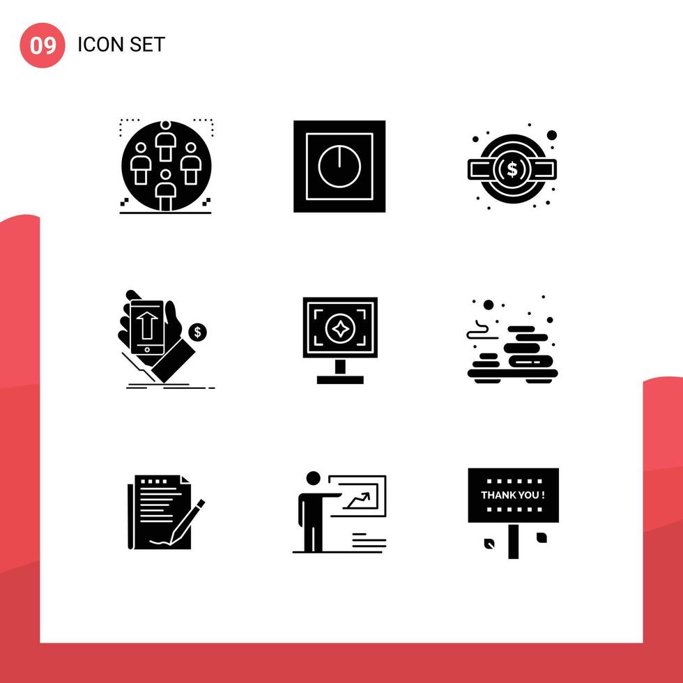 9 icônes créatives signes et symboles modernes d'éléments de conception vectoriels modifiables de taxe de téléphone sécurisé main smartphone vecteur