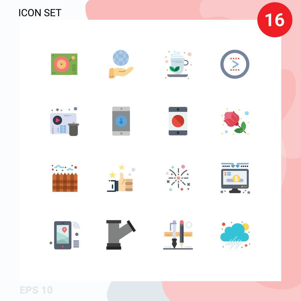 groupe de 16 couleurs plates modernes définies pour supprimer la flèche de l'interface de services suivante pack modifiable d'éléments de conception de vecteur créatif