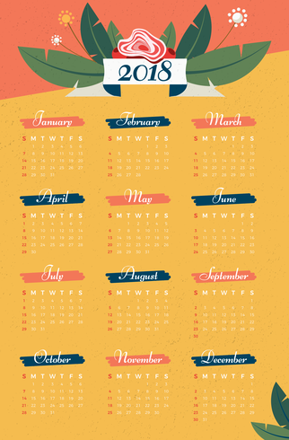 Floral Calendar 2018 vecteur