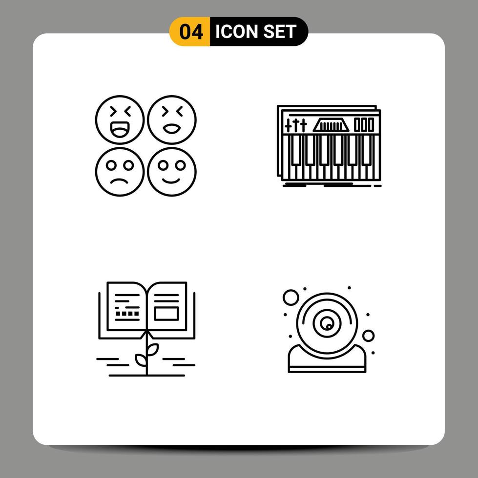 pack d'icônes vectorielles stock de 4 signes et symboles de ligne pour les éléments de conception vectoriels modifiables de l'éducation midi du contrôleur de connaissances emojis vecteur