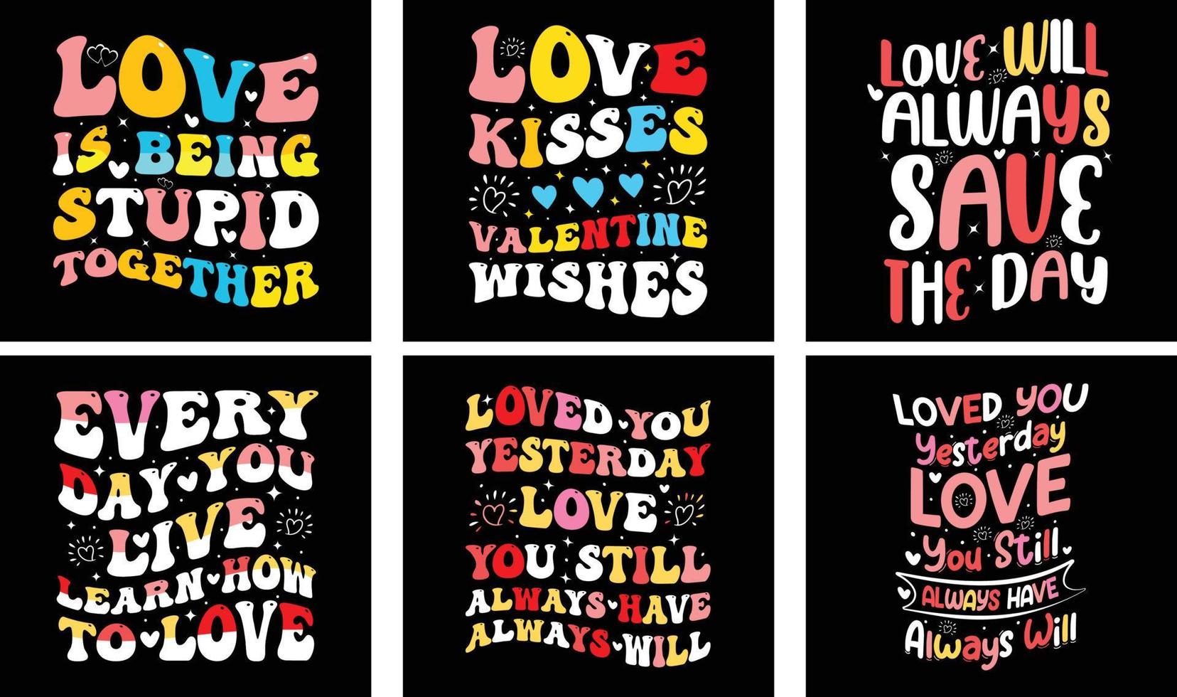 ensemble de conception de t-shirt de la saint-valentin. graphiques vectoriels de la Saint-Valentin. conception de t-shirt de typographie de la saint-valentin vecteur