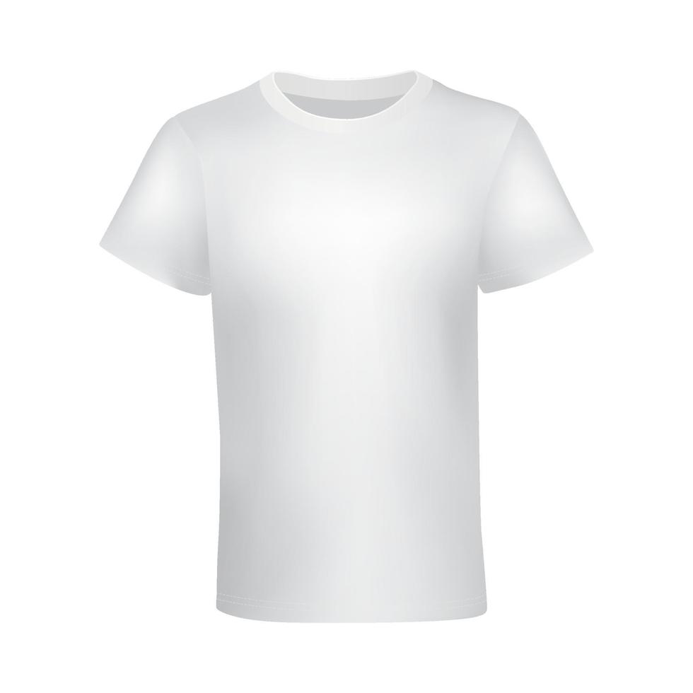 t-shirt blanc isolé ou vêtements réalistes avec col en u et manches courtes. T-shirt en coton blanc 3d. vêtements pour hommes et femmes, maquette pour la conception de marchandises vecteur