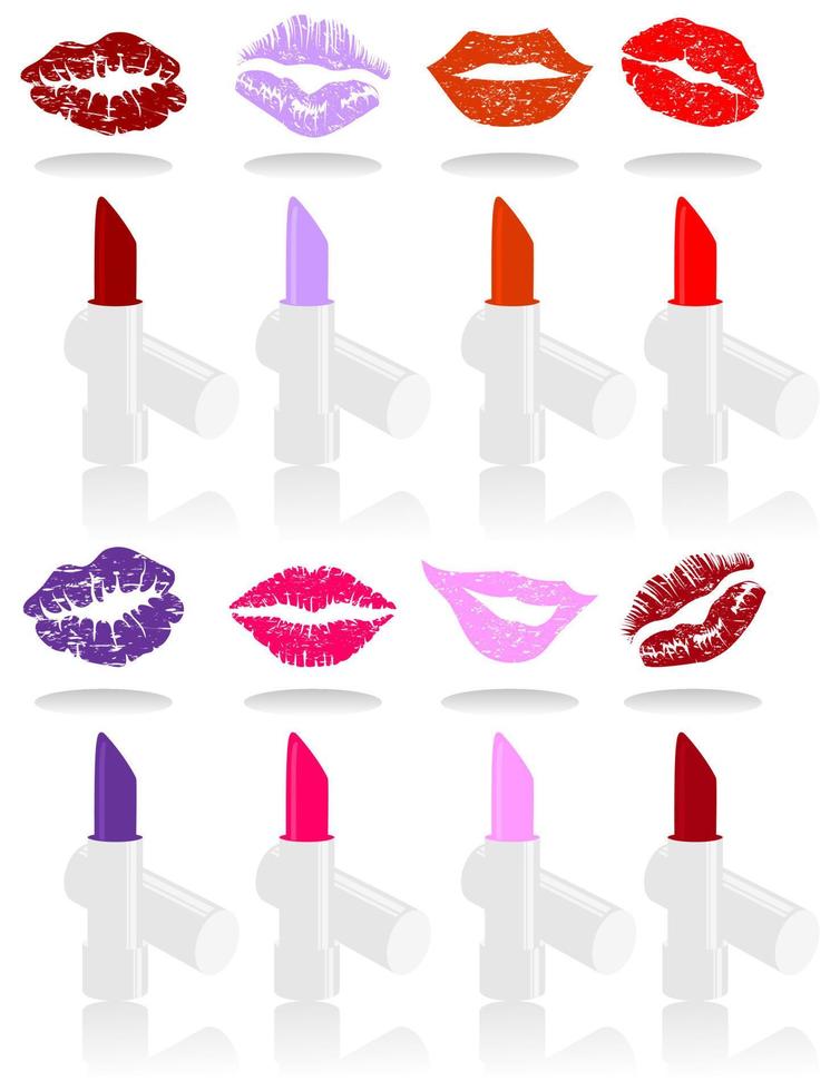 lèvres féminines et rouge à lèvres pour eux. une illustration vectorielle vecteur