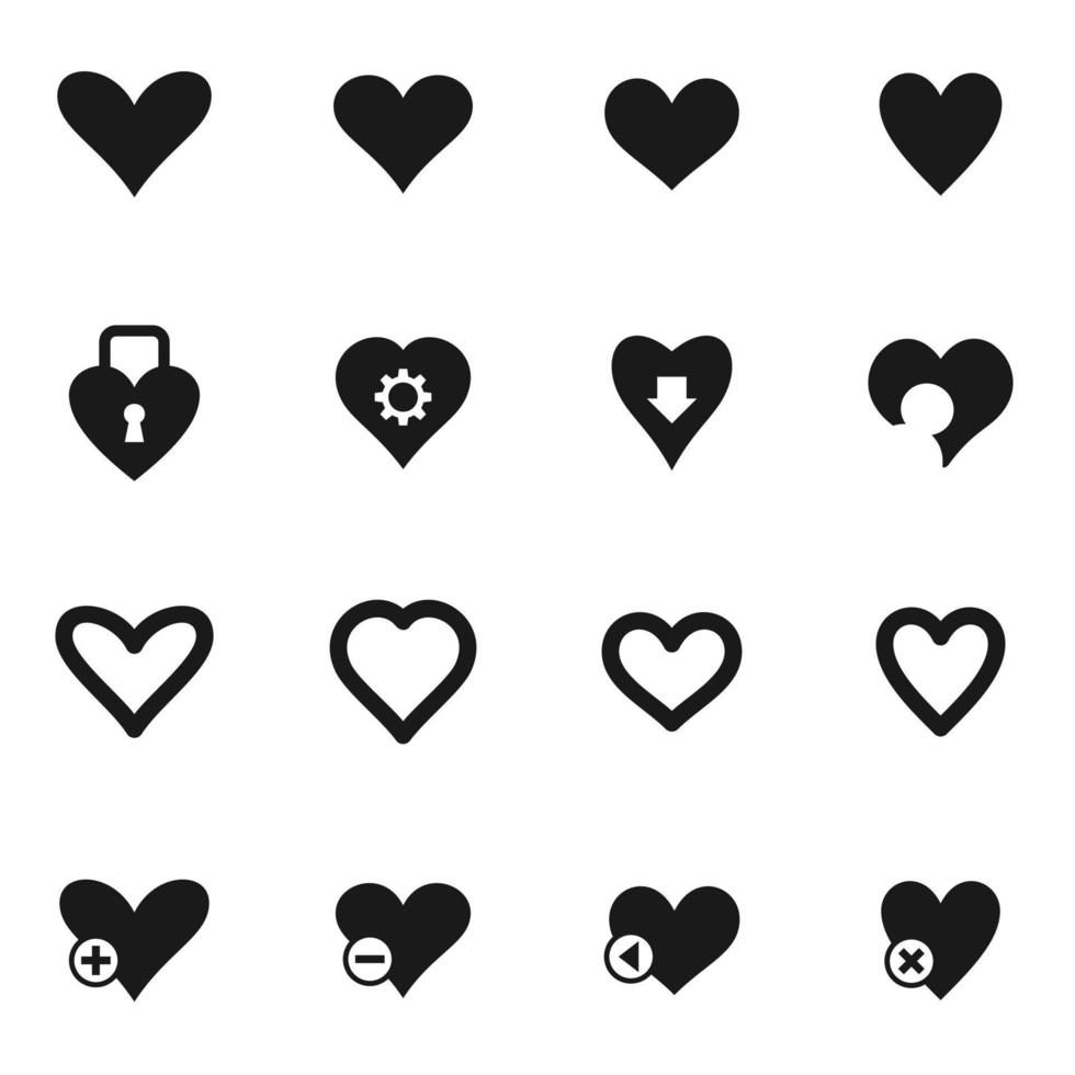 ensemble d'icônes sur un coeur de thème. illustration vectorielle vecteur