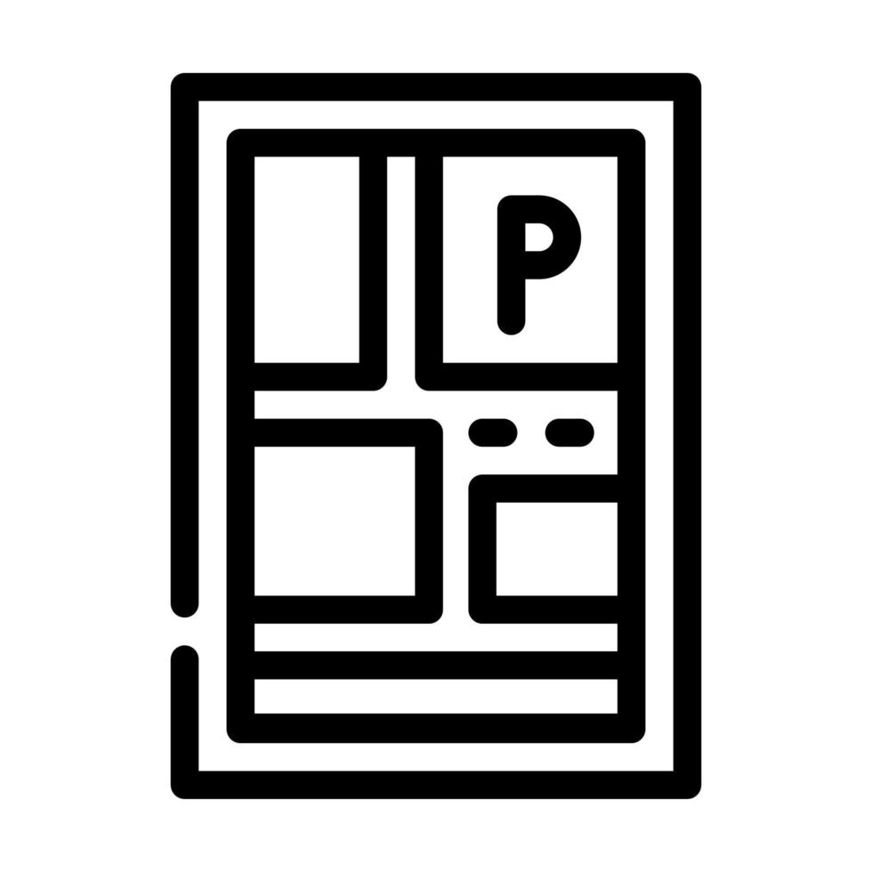 emplacement de stationnement sur l'illustration vectorielle de l'icône de la ligne de carte vecteur