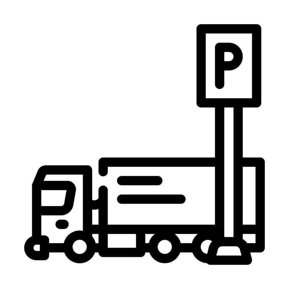 camion, stationnement, ligne, icône, vecteur, illustration vecteur