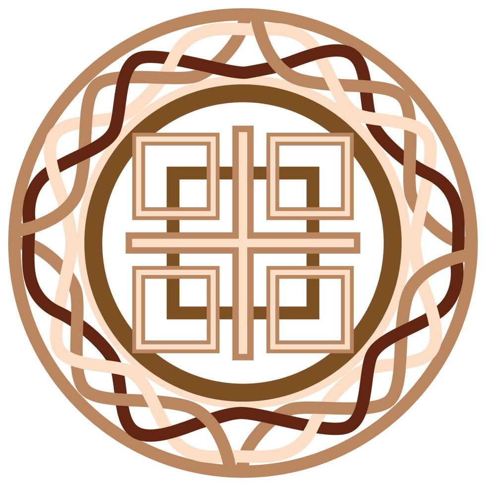 makosh, un symbole slave orné d'un ornement dans une couronne de tissage scandinave. design tendance beige vecteur