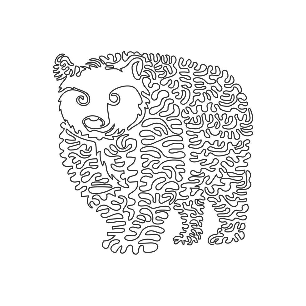 courbe continue un dessin au trait de l'art abstrait de la courbe de l'ours qui marche effrayant. illustration vectorielle de course modifiable sur une seule ligne de magnifiques mammifères pour le logo, la décoration murale et la décoration d'impression d'affiches vecteur