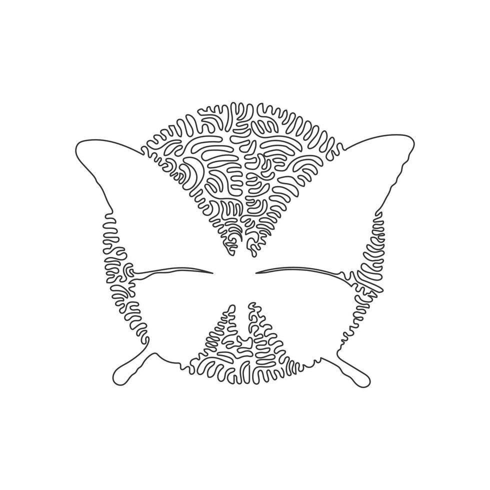 courbe continue dessin d'une ligne d'art abstrait d'antenne clavée en cercle. illustration vectorielle de course modifiable sur une seule ligne d'ailes transparentes de papillon pour la décoration murale logo, syimbol et affiche vecteur