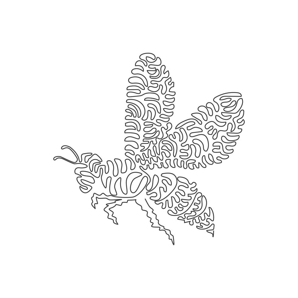 un seul dessin au trait bouclé d'art abstrait d'insectes ailés mignons. ligne continue dessiner illustration vectorielle de conception graphique d'adorable abeille pour l'icône, le symbole, le logo de l'entreprise et la décoration murale de l'affiche vecteur