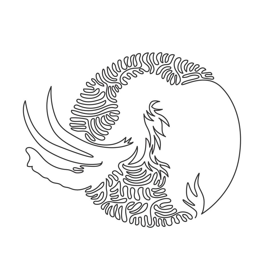 dessin d'une ligne bouclée unique d'art abstrait de mammouth mignon. ligne continue dessiner illustration vectorielle de conception graphique d'un animal domestique amical pour l'icône, le symbole, le logo de l'entreprise, la décoration murale de l'affiche vecteur