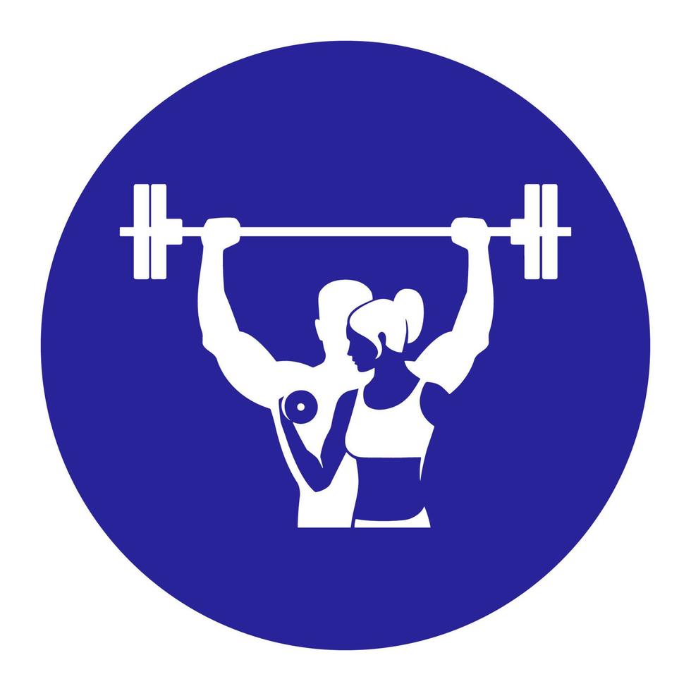 silhouette de personnes sportives. athlète avec une barre et une fille sportive. concept de logo sportif. vecteur
