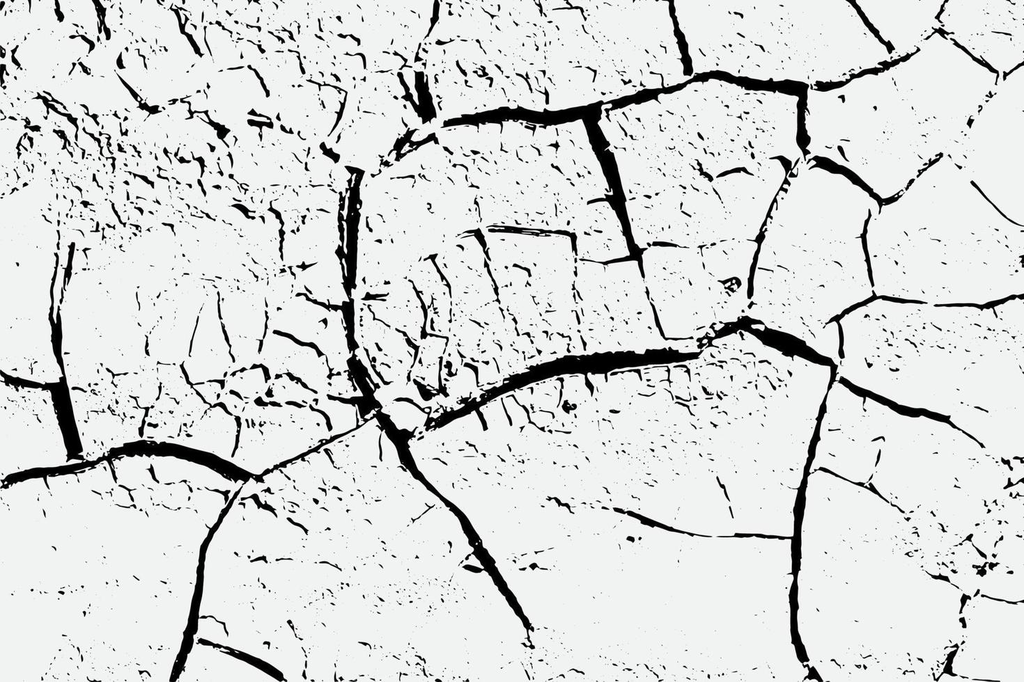 texture de fissures au sol arides et éclaboussures de taches, fond de texture noir et blanc vecteur eps