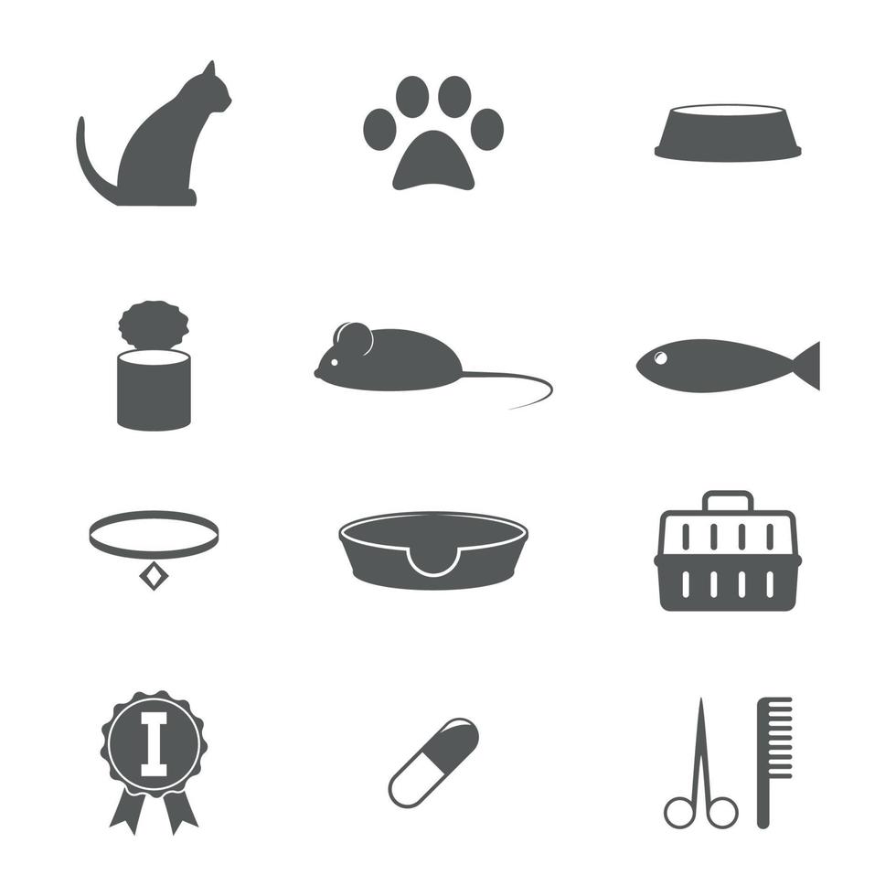 ensemble d'icônes sur un thème chats, silhouette, isolé vecteur