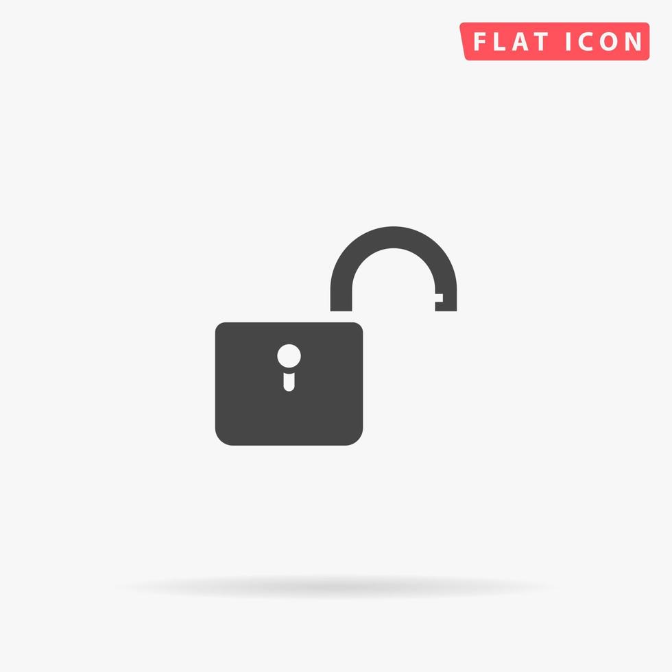 icône de vecteur plat ouvert de cadenas. signe de style glyphe. symbole d'illustrations simples dessinées à la main pour l'infographie conceptuelle, les projets de conception, l'interface utilisateur et l'ux, le site Web ou l'application mobile.