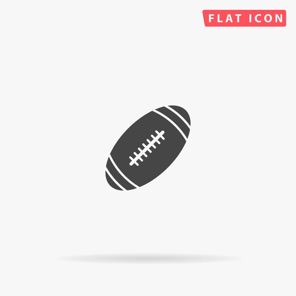 ballon de football, icône de vecteur plat de rugby. signe de style glyphe. symbole d'illustrations simples dessinées à la main pour l'infographie conceptuelle, les projets de conception, l'interface utilisateur et l'ux, le site Web ou l'application mobile.