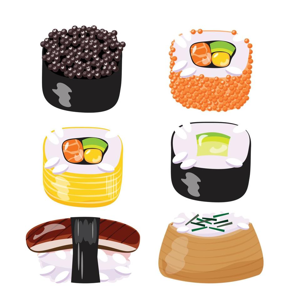 ensemble d'illustration vectorielle d'éléments de sushi vecteur