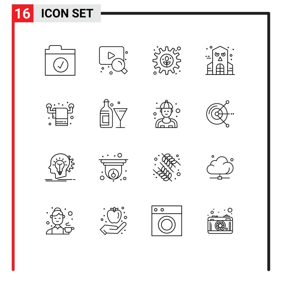 ensemble de 16 packs de contours commerciaux pour les éléments de conception vectoriels modifiables de la maison hantée de l'intérieur de la plante vivante en verre vecteur