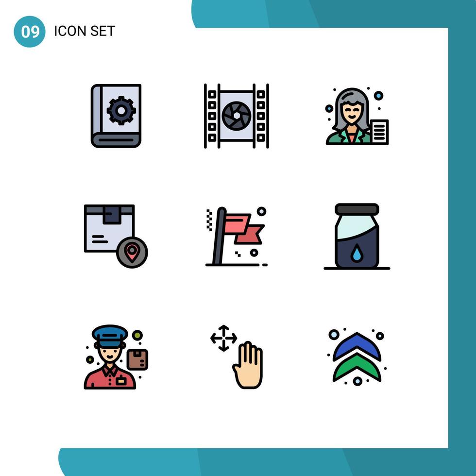 9 icônes créatives signes et symboles modernes de boîte multimédia de livraison d'espace réservé éléments de conception vectoriels modifiables féminins vecteur