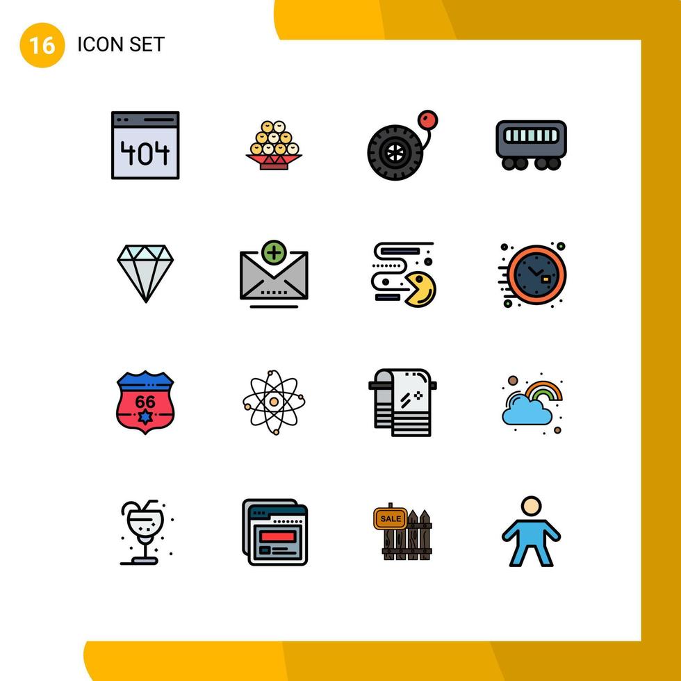 ensemble de 16 lignes remplies de couleur plate vectorielle sur la grille pour les éléments de conception vectoriels créatifs modifiables de chemin de fer de diamant de pression de bijou de gam vecteur