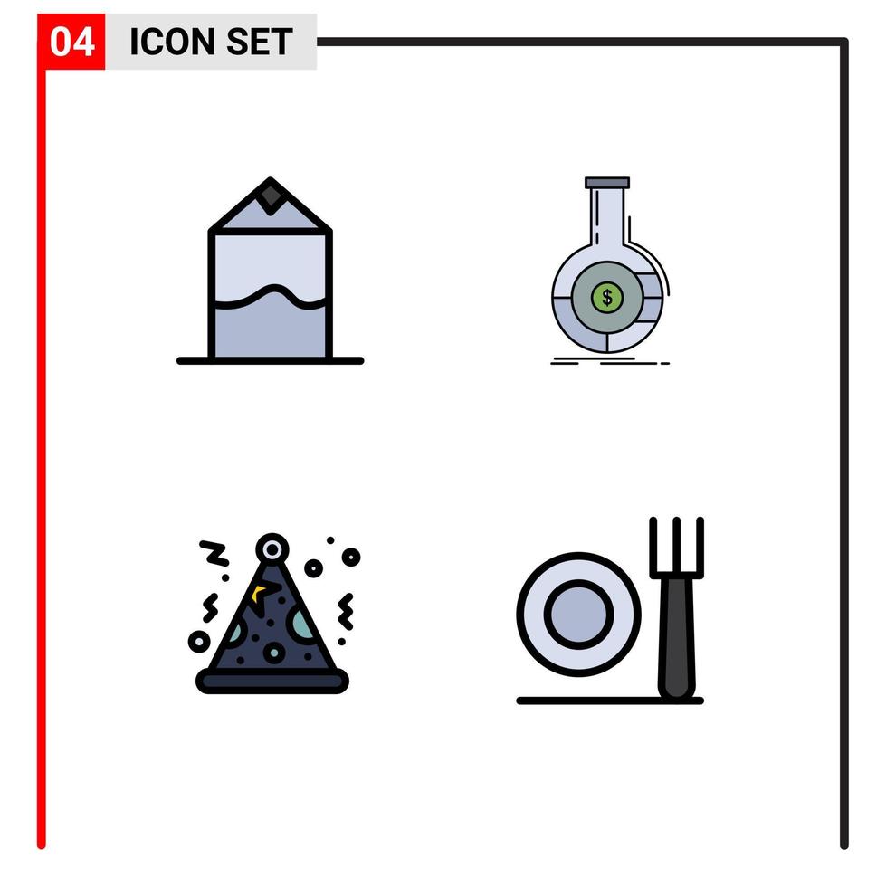 4 icônes créatives signes et symboles modernes d'analyse de partie de crème business fork éléments de conception vectoriels modifiables vecteur