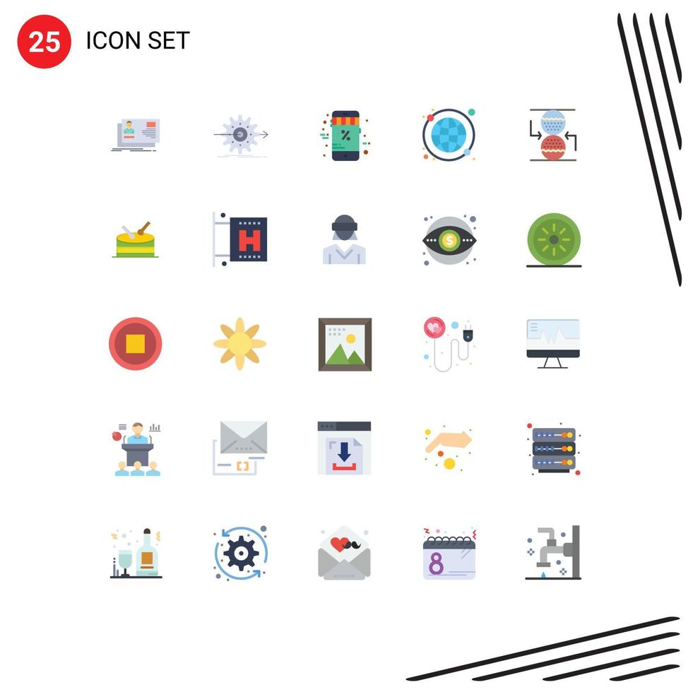interface mobile ensemble de 25 pictogrammes de couleur plate du monde entier définissant des éléments de conception vectoriels modifiables de noël mondiaux vecteur