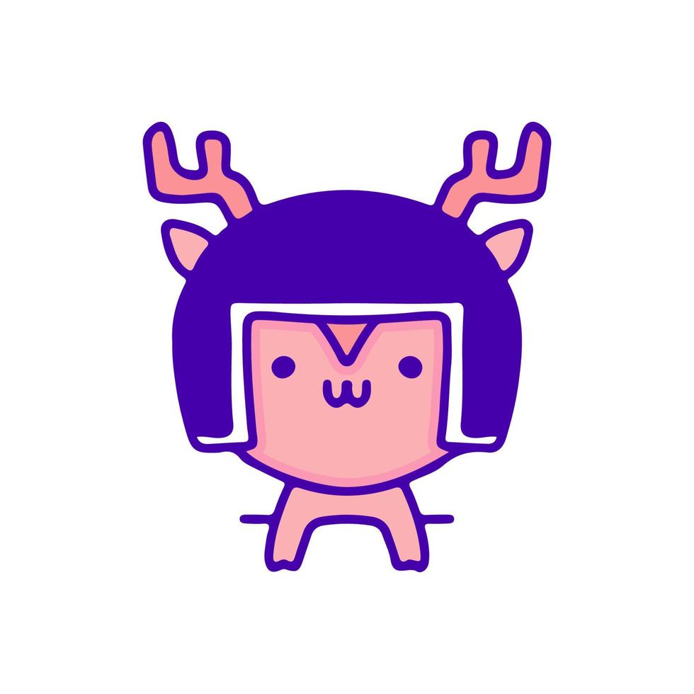 doux bébé cerf portant un casque doodle art, illustration pour t-shirt, autocollant ou marchandise vestimentaire. avec un style pop et kawaii moderne. vecteur