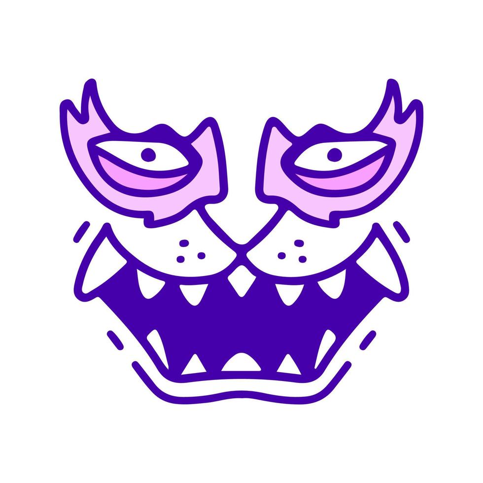 art de doodle de visage de monstre cool, illustration pour t-shirt, autocollant ou marchandise vestimentaire. avec un style pop et kawaii moderne vecteur