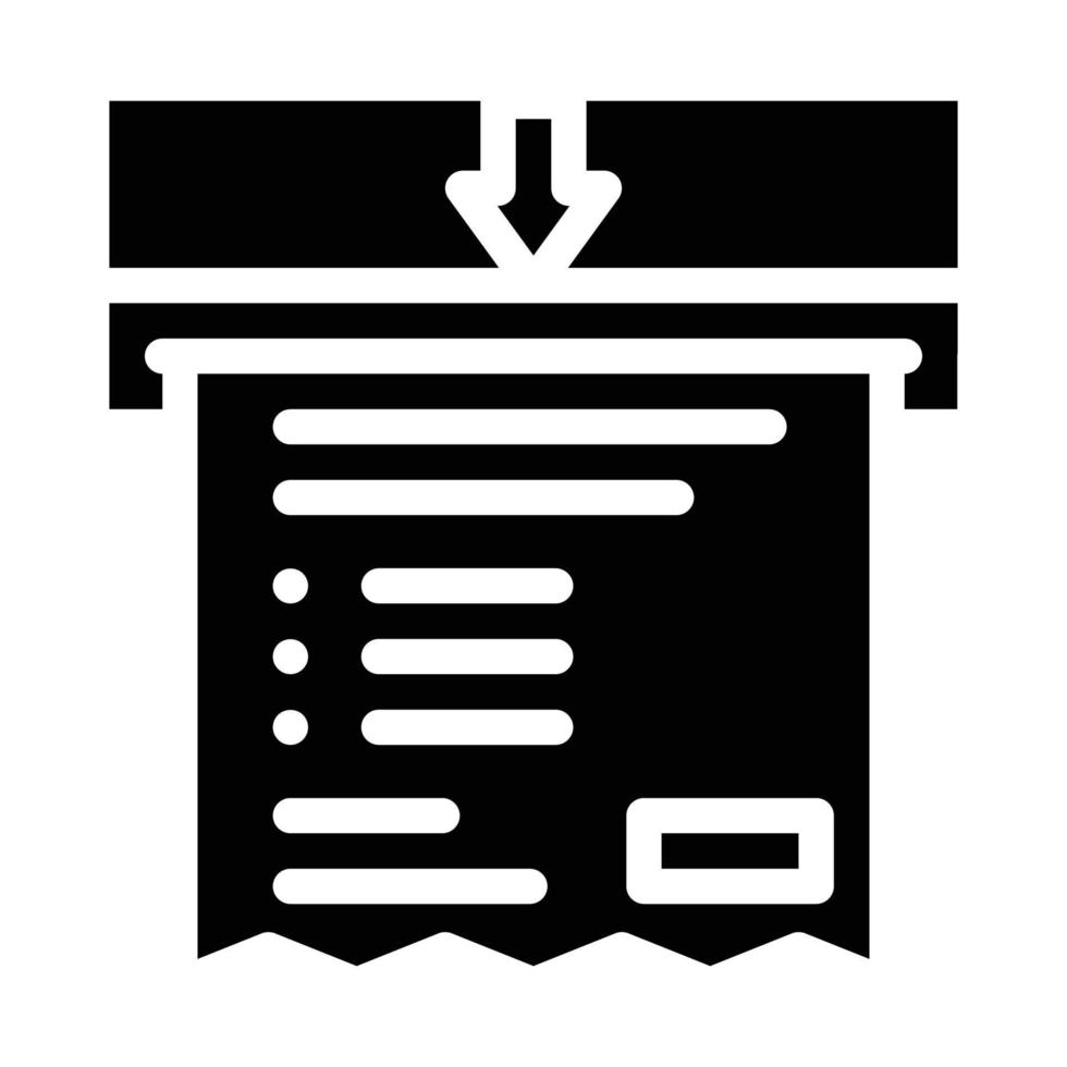 réception chèque glyphe icône illustration vectorielle vecteur