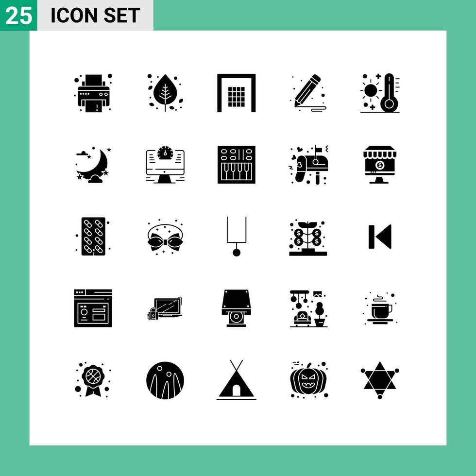 ensemble de 25 symboles d'icônes d'interface utilisateur modernes signes pour l'été celsius porte pinceau pinceau éléments de conception vectoriels modifiables vecteur