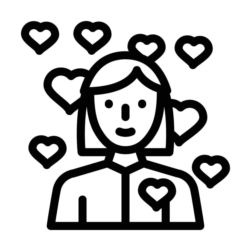 fille en illustration vectorielle d'icône de ligne d'amour vecteur