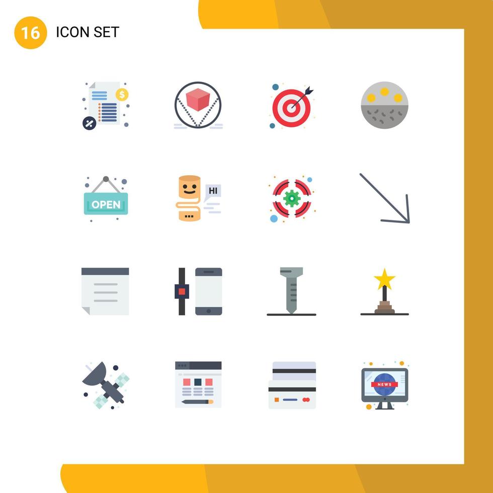 interface mobile ensemble de 16 pictogrammes de couleur plate de l'interface mobile de la force de l'objectif ouvert pack minéral modifiable d'éléments de conception de vecteur créatif