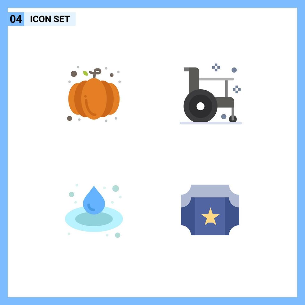ensemble moderne de 4 icônes plates pictogramme d'éléments de conception vectoriels éditables de forme de citrouille d'huile d'automne sauna vecteur