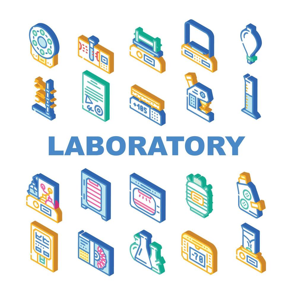 équipement de laboratoire pour les icônes d'analyse set vector