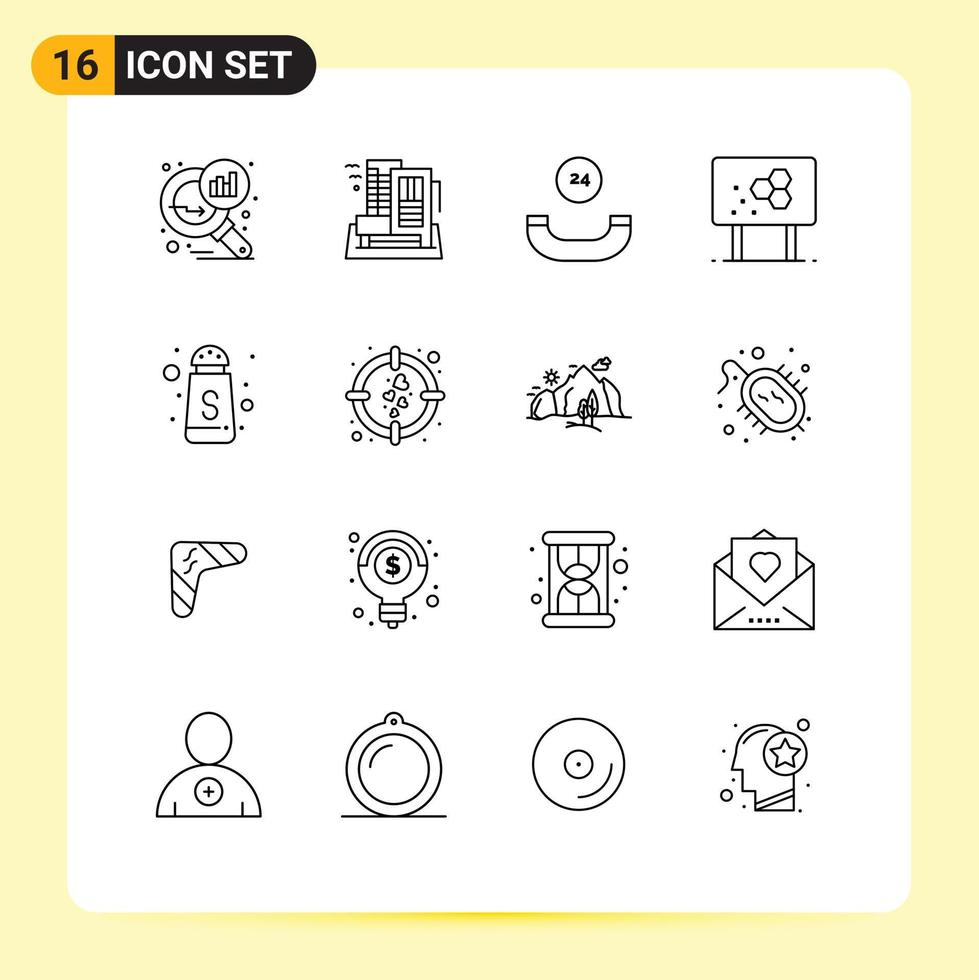 16 concepts de contour pour les sites Web mobiles et les applications servent des éléments de conception vectoriels modifiables de biochimie d'appartement de formule vecteur