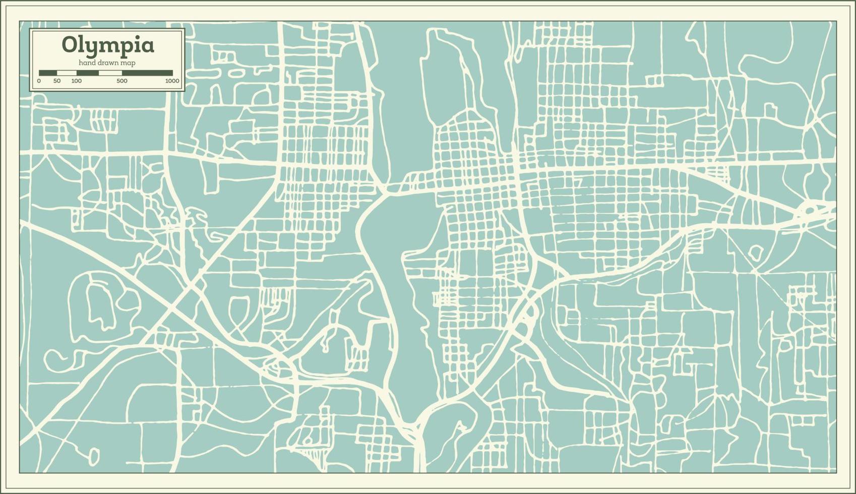 carte de la ville olympia washington usa dans un style rétro. carte muette. vecteur
