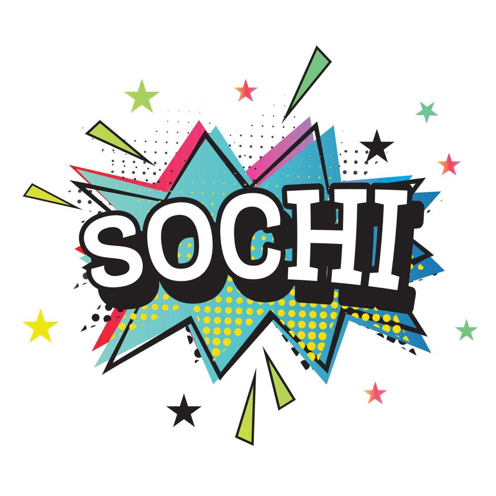 texte comique de sotchi dans un style pop art. vecteur