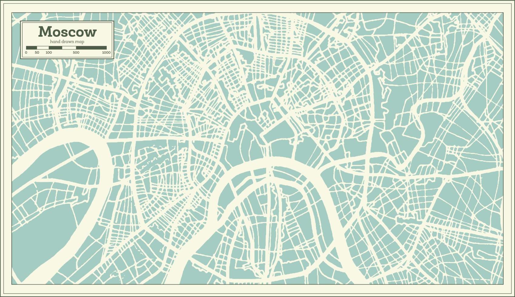plan de la ville de moscou russie dans un style rétro. carte muette. vecteur