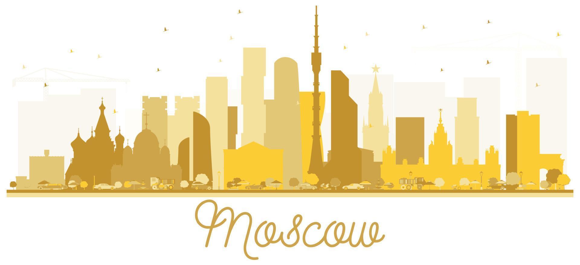 moscou russie city skyline silhouette dorée. vecteur