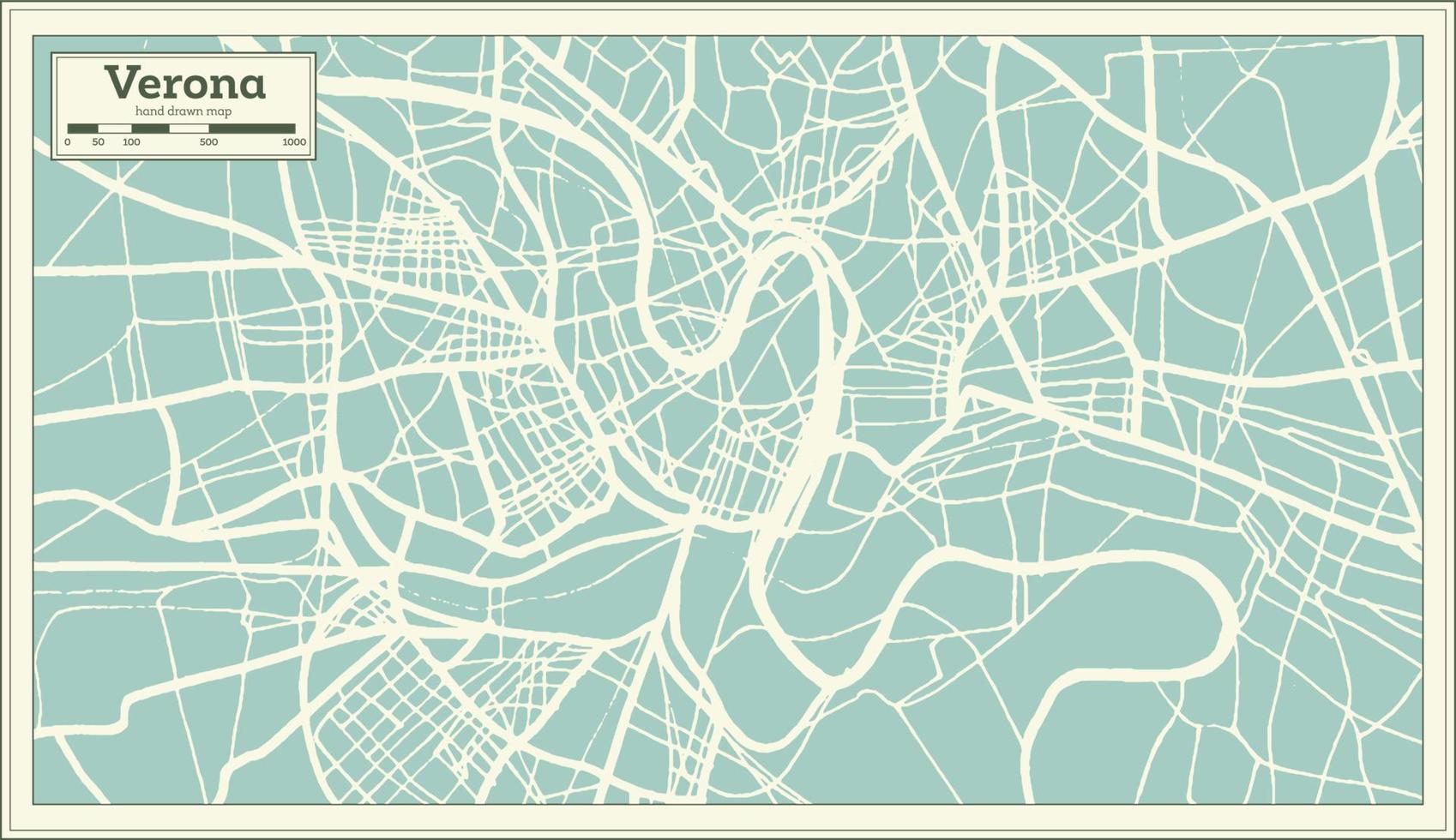 carte de la ville de vérone italie dans un style rétro. vecteur