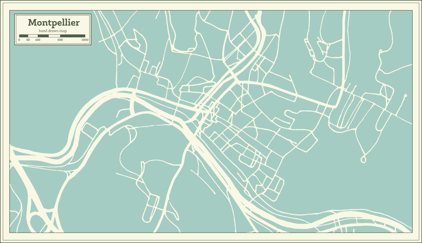 plan de la ville de montpelier vermont usa dans un style rétro. carte muette. vecteur